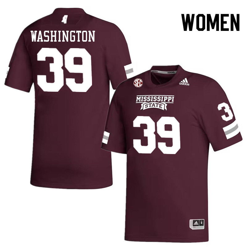 Women #39 Josh Washington Mississippi State Bulldogs College Football Jerseys Stitched-Maroon